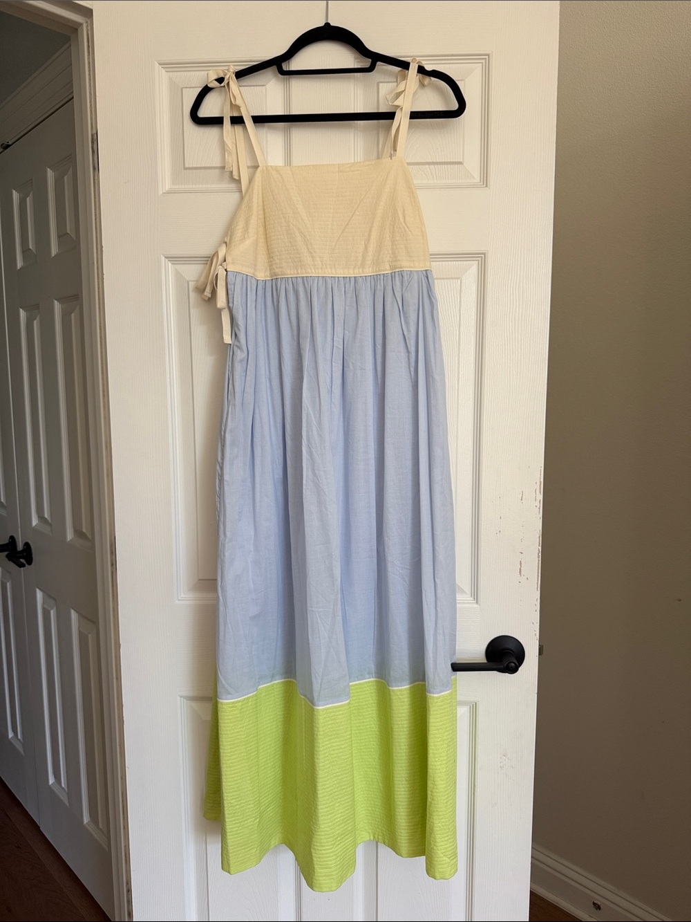 Tory Burch Colorblock Tie-Shoulder Maxi Dress